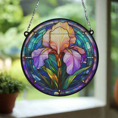 Iris Stained Glass Effect Suncatcher